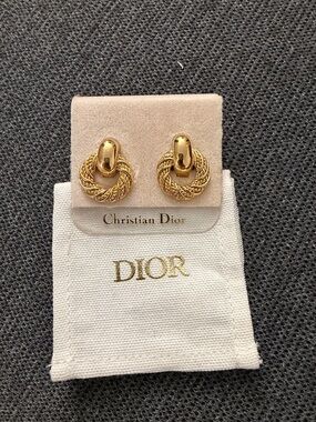 Dior Gold Braided Knot Clip-On Earrings